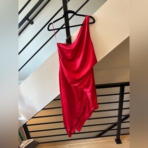 Elegant Red Draped Women's Dress